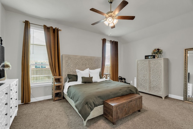 621 Mesquite Grove Rd, Midlothian, TX 76065 - bedroom featuring carpet flooring, ceiling fan, and vaulted ceiling
