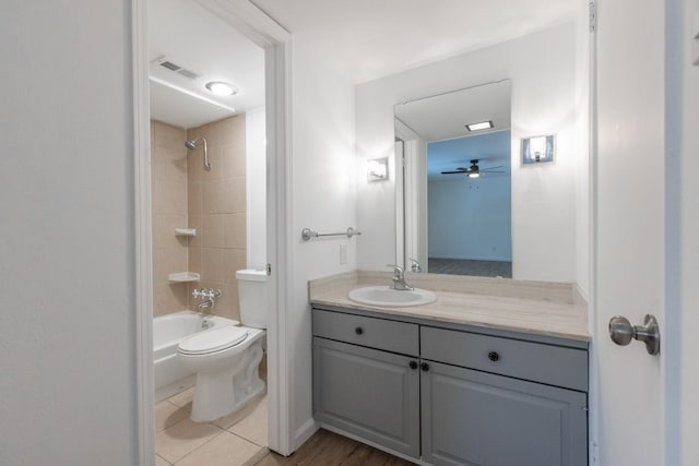 10212 Regal Oaks Dr Unit C, Dallas, TX 75230 - bathroom with vanity, a ceiling fan, bathtub / shower combination, and tile patterned floors