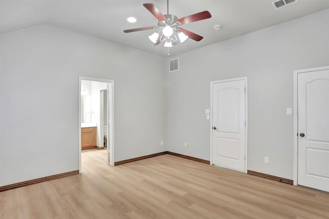 1629 Lakeside Dr, Allen, TX 75002 - spare room with ceiling fan, light wood finished floors, a smoke detector, and lofted ceiling