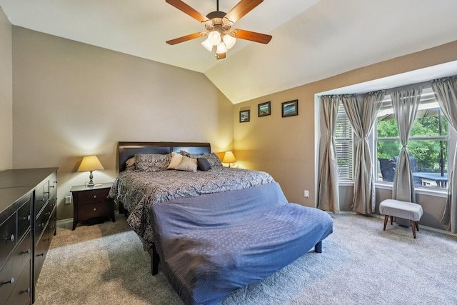 504 Lake Point Dr, Little Elm, TX 75068 - carpeted bedroom featuring lofted ceiling and ceiling fan