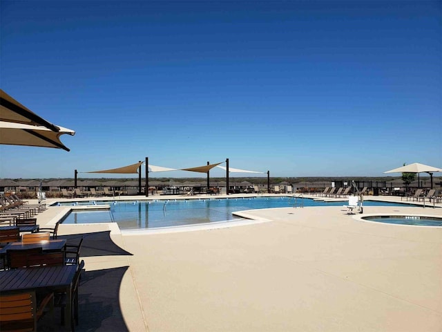 1244 Eagle Ln, Little Elm, TX 76227 - community pool featuring a hot tub and a patio area