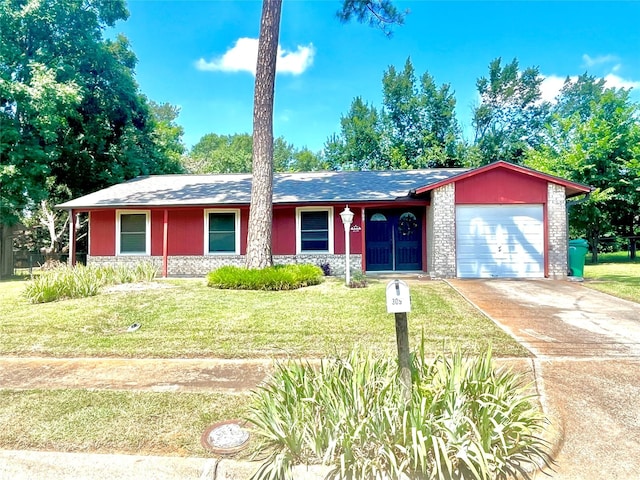 309 Bellaire Dr, Denton, TX 76209 - single story home featuring a garage, driveway, a front yard, and roof with shingles