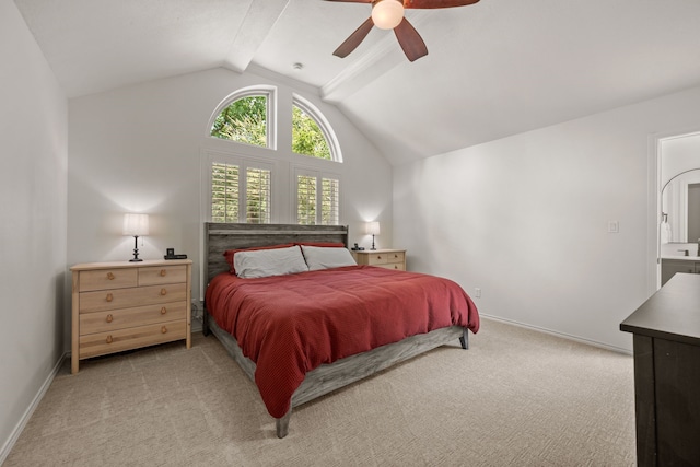 1402 Summer Dell Ct, Keller, TX 76262 - bedroom featuring vaulted ceiling, light carpet, and a ceiling fan
