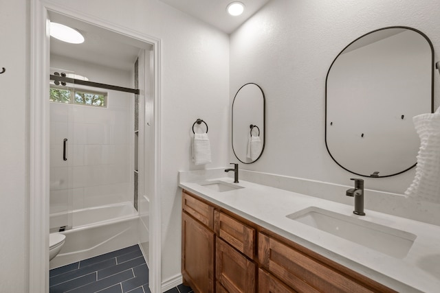 1402 Summer Dell Ct, Keller, TX 76262 - full bath with tile patterned flooring, double vanity, and enclosed tub / shower combo