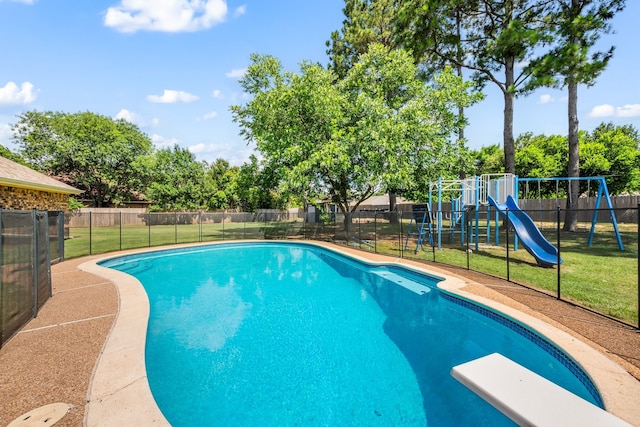 1402 Summer Dell Ct, Keller, TX 76262 - view of pool with a playground and a diving board