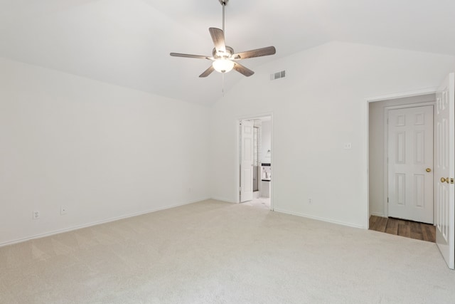 2521 Misty Glen Dr, Flower Mound, TX 75028 - unfurnished room featuring light carpet, a ceiling fan, and vaulted ceiling