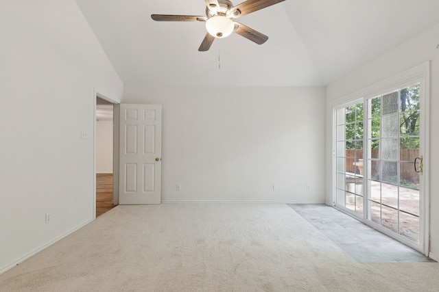 2521 Misty Glen Dr, Flower Mound, TX 75028 - empty room with vaulted ceiling, carpet, and ceiling fan