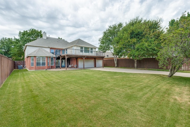 4513 Southpointe Dr, Richardson, TX 75082 - rear view of house featuring brick siding, driveway, a fenced backyard, an attached garage, and a chimney