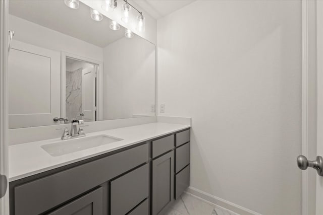1900 Twisted Tree Ln, Mesquite, TX 75181 - bathroom with vanity and marble look tile flooring