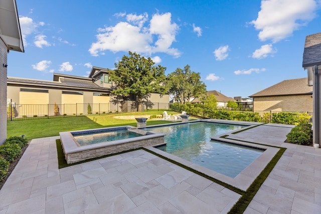 1454 Sunset Point Dr, Flower Mound, TX 75022 - view of pool with a patio area, a fenced backyard, and a pool with connected hot tub