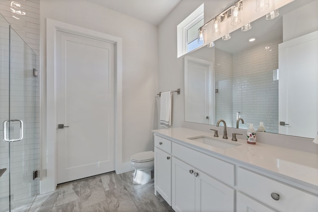 1454 Sunset Point Dr, Flower Mound, TX 75022 - bathroom with marble finish flooring, vanity, and a shower stall