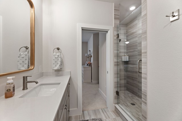 1454 Sunset Point Dr, Flower Mound, TX 75022 - bathroom featuring vanity and a stall shower