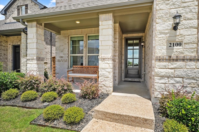 2100 Jade Forest Ln, Mesquite, TX 75181 - property entrance with covered porch and stone siding