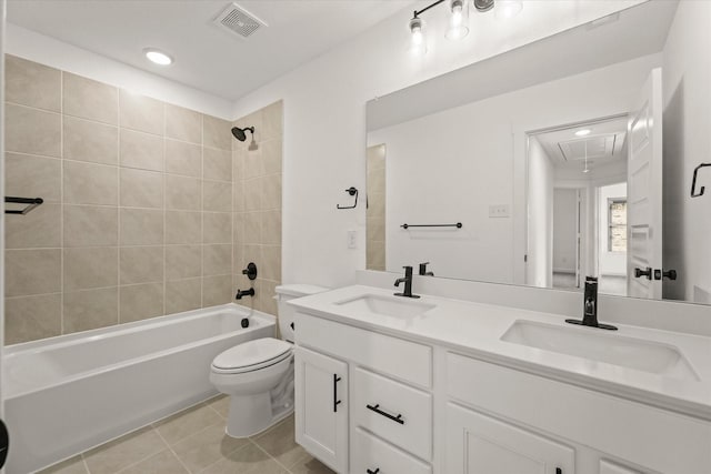 2100 Jade Forest Ln, Mesquite, TX 75181 - full bath with double vanity, tile patterned floors, shower / tub combination, and recessed lighting