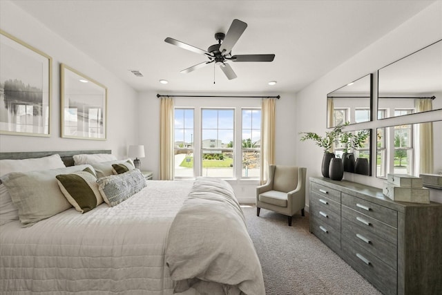 2100 Jade Forest Ln, Mesquite, TX 75181 - carpeted bedroom with a ceiling fan and recessed lighting
