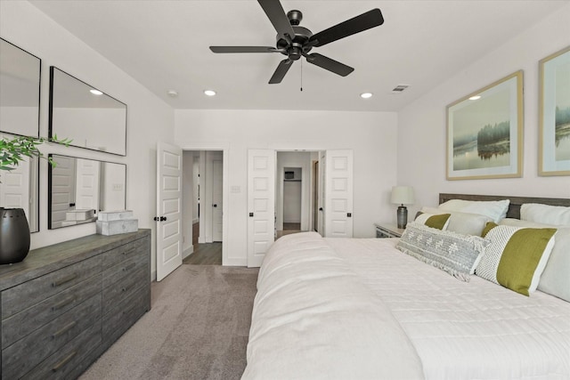 2100 Jade Forest Ln, Mesquite, TX 75181 - carpeted bedroom with recessed lighting and ceiling fan