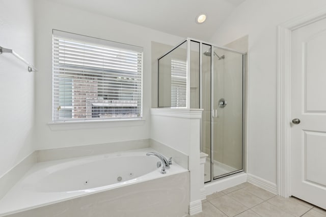 913 Lovebird Ln, Little Elm, TX 75068 - full bath featuring plenty of natural light, a stall shower, a whirlpool tub, and tile patterned floors