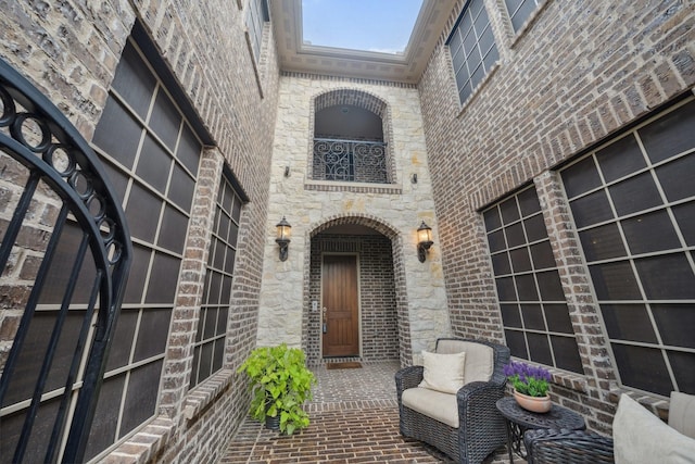 4652 Man O War Rd, Carrollton, TX 75010 - doorway to property with brick siding and stone siding