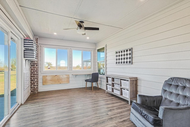 7910 Stone Ridge Dr, Northlake, TX 76247 - sunroom featuring plenty of natural light, wood finished floors, and wood walls