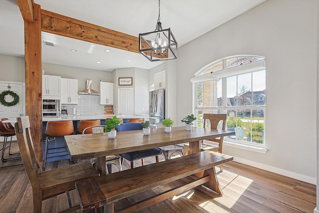 7910 Stone Ridge Dr, Northlake, TX 76247 - dining space with a chandelier, wood finished floors, and recessed lighting