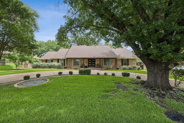 1509 Bar Harbor Dr, Dallas, TX 75232 - ranch-style house with a front lawn, french doors, curved driveway, and brick siding