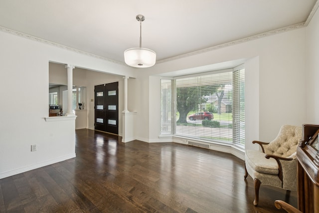 1509 Bar Harbor Dr, Dallas, TX 75232 - dining space with ornate columns and wood finished floors