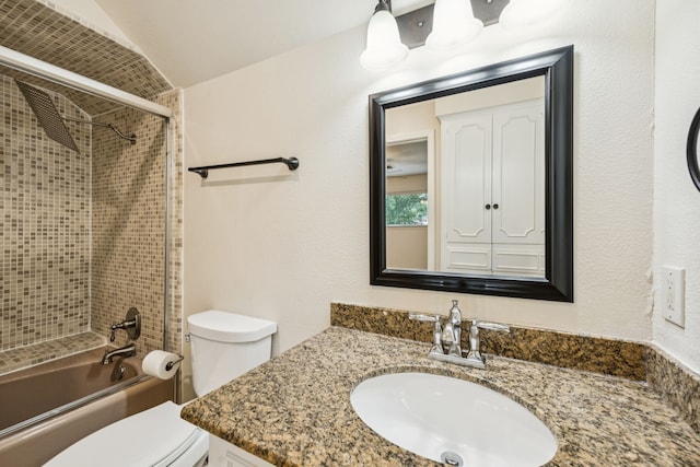 1509 Bar Harbor Dr, Dallas, TX 75232 - bathroom featuring vanity, shower / tub combination, and lofted ceiling