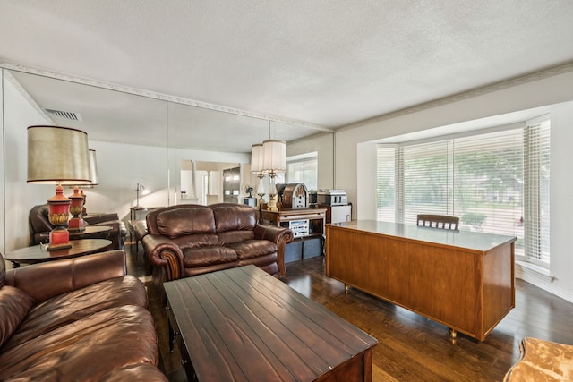1509 Bar Harbor Dr, Dallas, TX 75232 - living area featuring dark wood-type flooring and a textured ceiling