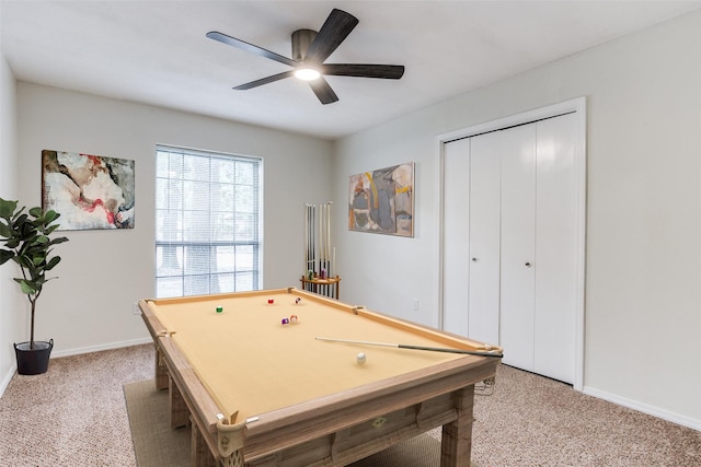8109 Starnes Rd, North Richland Hills, TX 76182 - rec room featuring carpet floors, billiards, and a ceiling fan