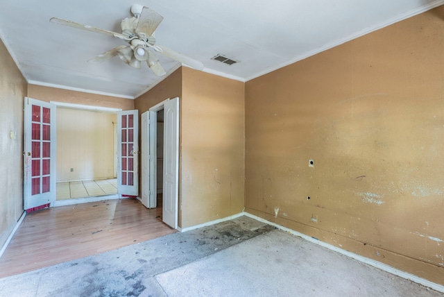 4608 Sandra Lynn Dr, Mesquite, TX 75150 - empty room with ceiling fan, wood finished floors, and ornamental molding