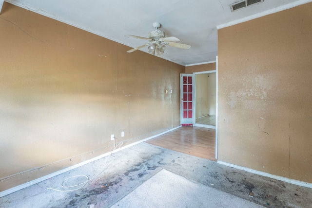 4608 Sandra Lynn Dr, Mesquite, TX 75150 - unfurnished room featuring crown molding, a ceiling fan, and wood finished floors