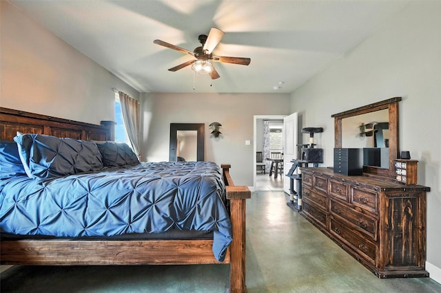 1312 Castlegar Ln, Fort Worth, TX 76247 - bedroom featuring concrete flooring and ceiling fan