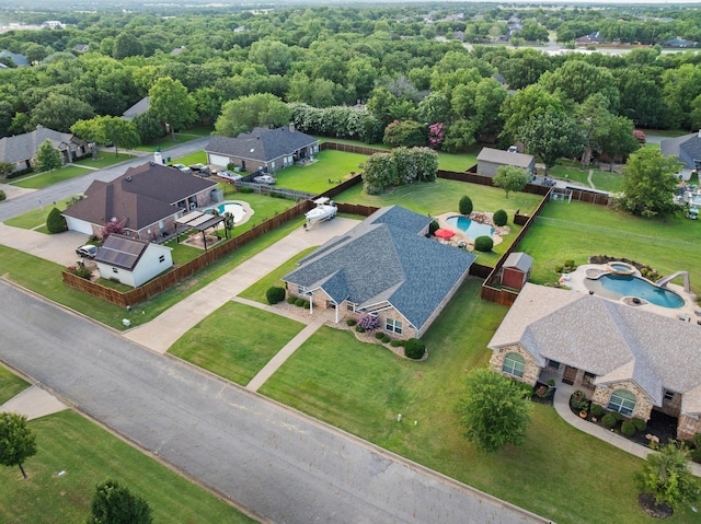 102 Southfork Cir, Pottsboro, TX 75076 - aerial perspective of suburban area featuring a pool area