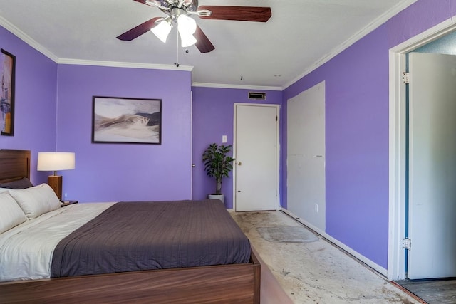 4137 Salem Dr, Garland, TX 75043 - bedroom featuring crown molding and a ceiling fan