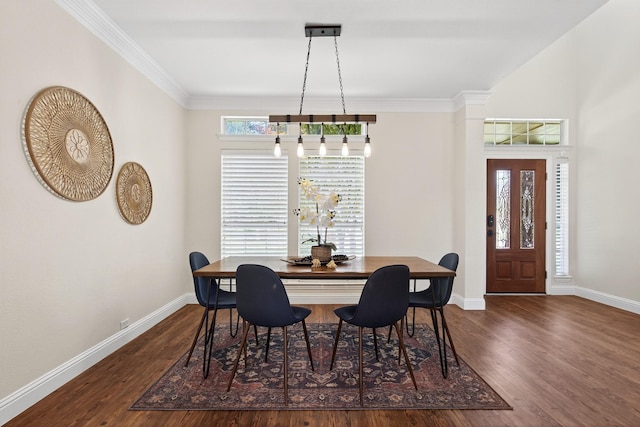 1709 Blair Ct, Carrollton, TX 75010 - dining space featuring wood finished floors and crown molding