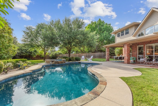 1709 Blair Ct, Carrollton, TX 75010 - view of pool featuring a fenced backyard, a patio, and a pool with connected hot tub