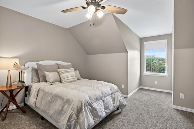 1709 Blair Ct, Carrollton, TX 75010 - carpeted bedroom with lofted ceiling and a ceiling fan
