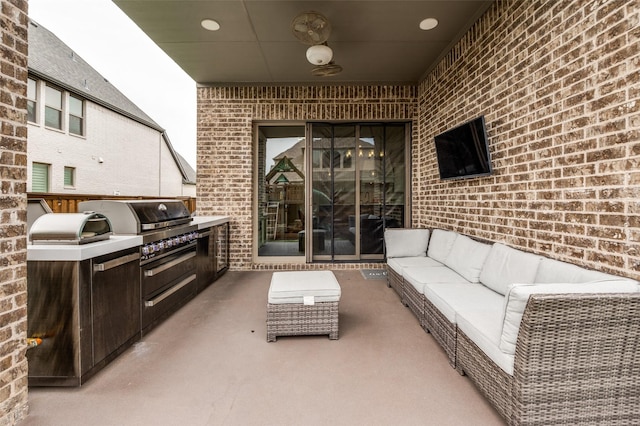 840 Redstem Dr, Prosper, TX 75078 - view of patio / terrace featuring an outdoor hangout area and exterior kitchen
