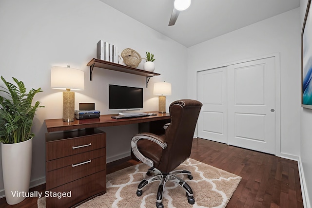 1200 Main St Unit 707, Dallas, TX 75202 - office space featuring dark wood-type flooring and ceiling fan