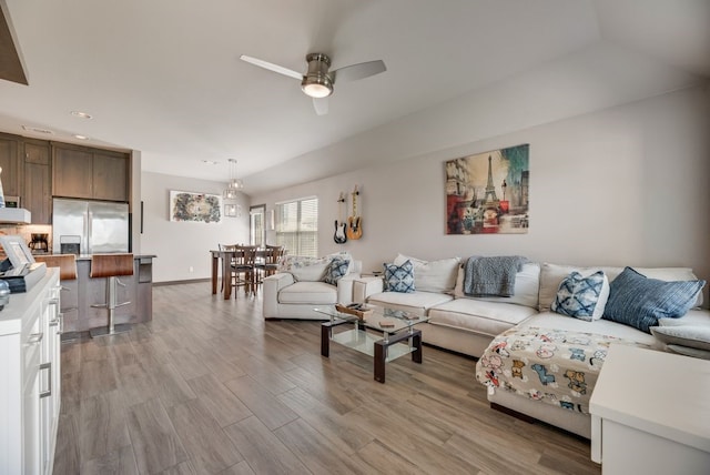 421 W Holford St, Pilot Point, TX 76258 - living area featuring ceiling fan, light wood-style flooring, and recessed lighting