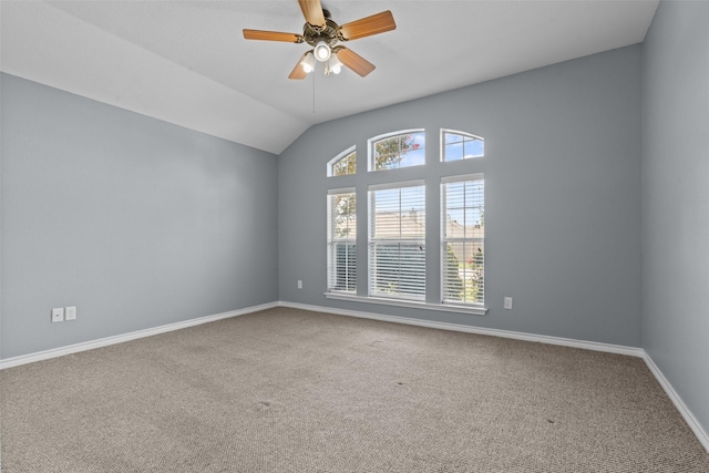 842 Randall Rd, Weatherford, TX 76087 - unfurnished room with carpet, a ceiling fan, and vaulted ceiling