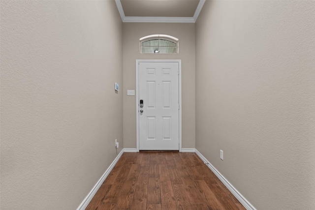 842 Randall Rd, Weatherford, TX 76087 - doorway to outside with dark wood-style floors and ornamental molding