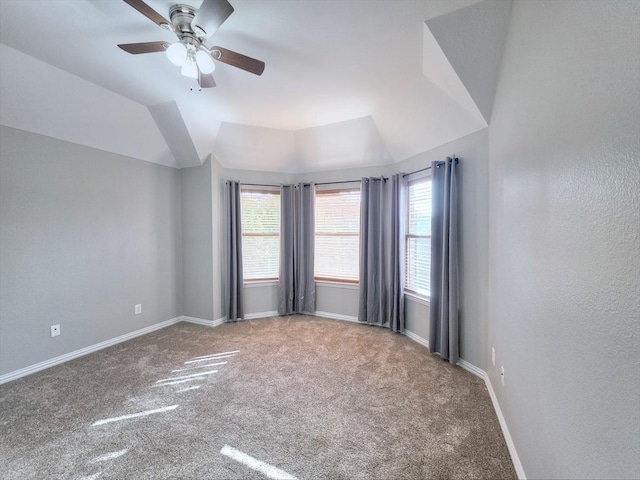 4348 Rice Ln, Carrollton, TX 75010 - carpeted empty room featuring a ceiling fan and lofted ceiling