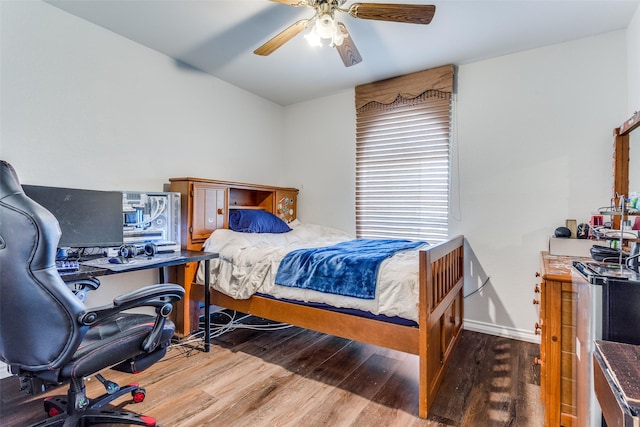 1400 Ambrose Dr, Allen, TX 75002 - bedroom featuring wood finished floors, ceiling fan, and a desk