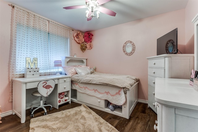 1400 Ambrose Dr, Allen, TX 75002 - bedroom with dark wood-type flooring and a ceiling fan