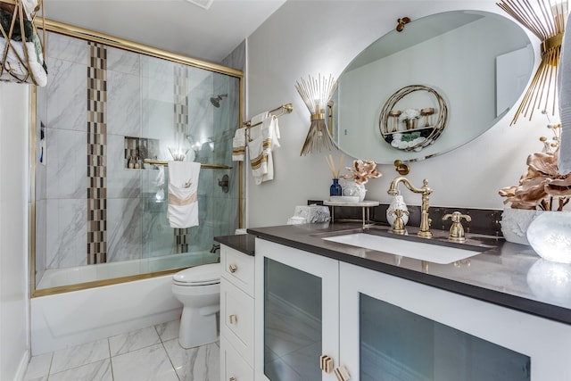1400 Ambrose Dr, Allen, TX 75002 - bathroom with vanity, marble finish floors, and combined bath / shower with glass door