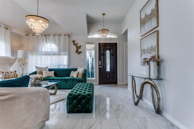 1400 Ambrose Dr, Allen, TX 75002 - foyer featuring a chandelier and marble finish flooring