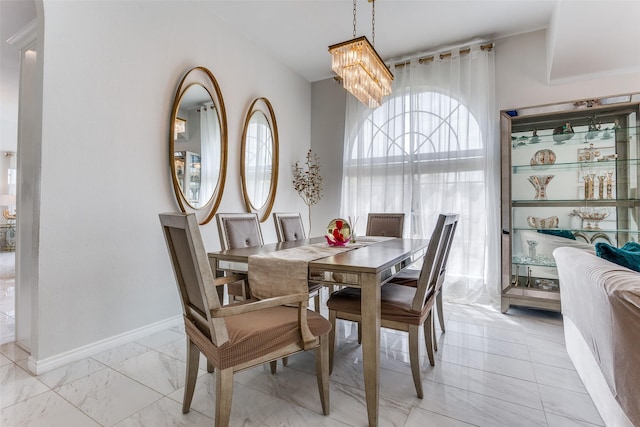1400 Ambrose Dr, Allen, TX 75002 - dining space featuring a chandelier and light marble finish flooring