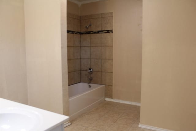 1108 Paintbrush St, Mesquite, TX 75149 - full bathroom featuring vanity, washtub / shower combination, and tile patterned flooring