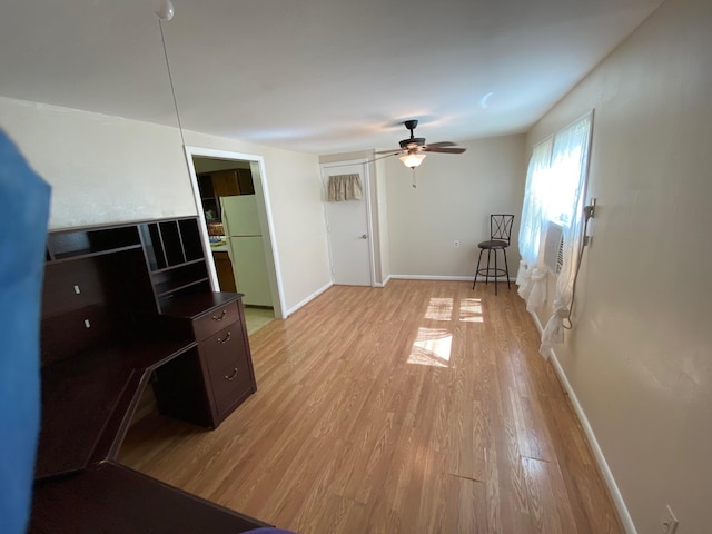 112 Jenny Kay Ln, Irving, TX 75060 - unfurnished living room with ceiling fan, light wood-type flooring, and cooling unit